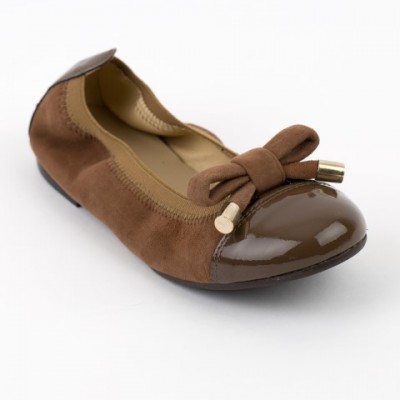 5394 Suede Ballet Pump with Patent Toe